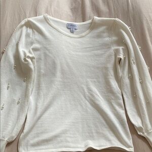 Cream Carmen Sweater with Pearl Accents